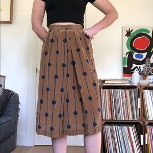 Vintage high-waisted silk midi skirt